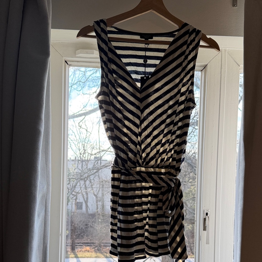 Talbots Navy and White Striped Dress